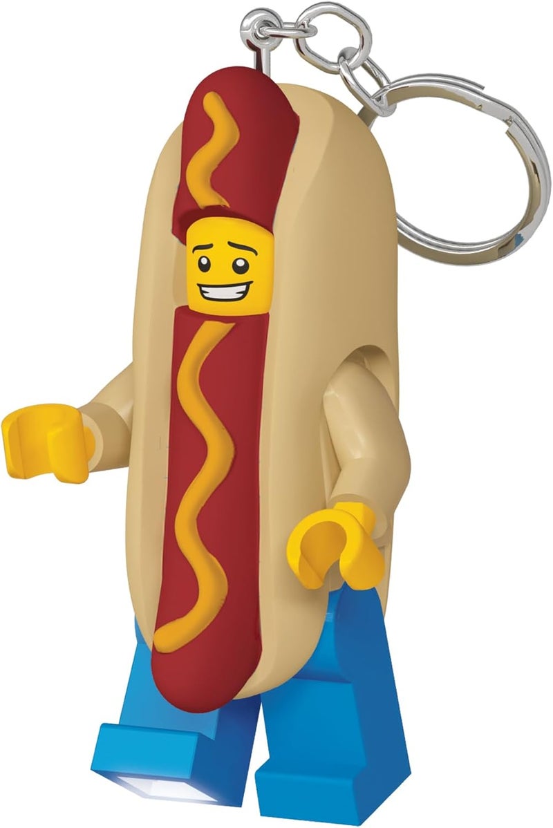 IQ LEGO Minifigures Large 3 Inch Tall Figure Keychain Light - Hot Dog Man (KE119H) - Image 1