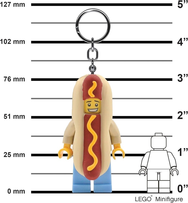 IQ LEGO Minifigures Large 3 Inch Tall Figure Keychain Light - Hot Dog Man (KE119H) - Image 3