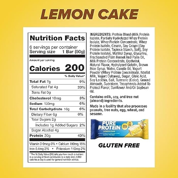 Pure Protein Bars Nutritious Snacks to Support Energy, Lemon Cake, 6 Count (Pack of 1) - Image 3