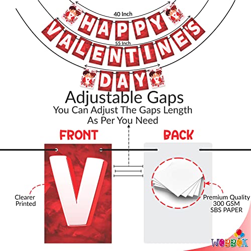 Wobbox Valentine Party Decoration Items| Happy Valentine Party Photo Booth Props for Photoshoot, Valentine Bunting Banner, Valentine Day Party Decoration Kit (FP1049) - Image 4