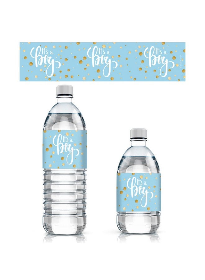 دسكتيكتفز ملصقات زجاجات مياه للاستحمام باللون الأزرق والذهبي، 24 ملصقًا - Image 1