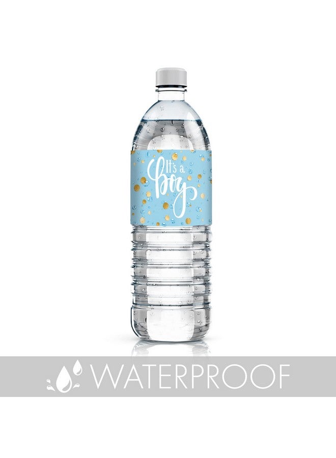 دسكتيكتفز ملصقات زجاجات مياه للاستحمام باللون الأزرق والذهبي، 24 ملصقًا - Image 5