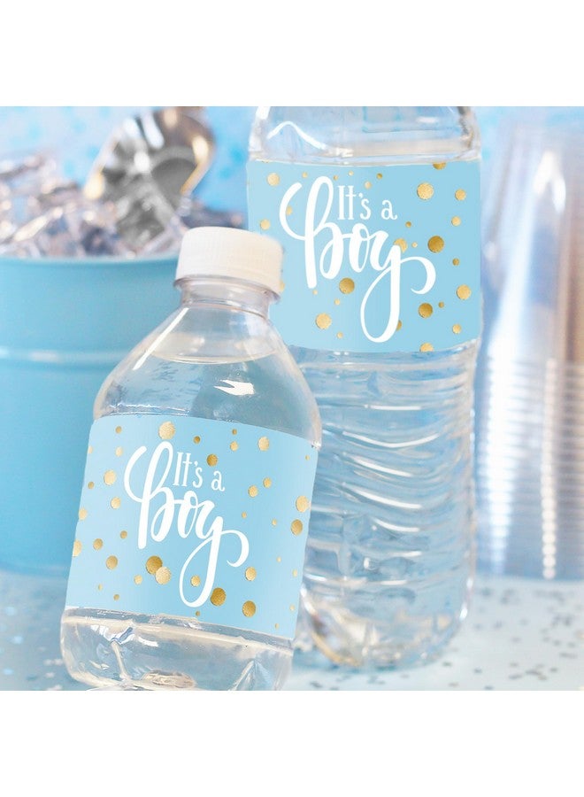 دسكتيكتفز ملصقات زجاجات مياه للاستحمام باللون الأزرق والذهبي، 24 ملصقًا - Image 2