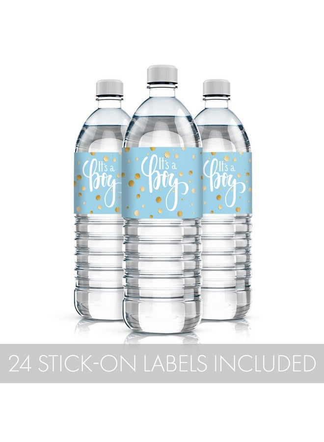 دسكتيكتفز ملصقات زجاجات مياه للاستحمام باللون الأزرق والذهبي، 24 ملصقًا - Image 4