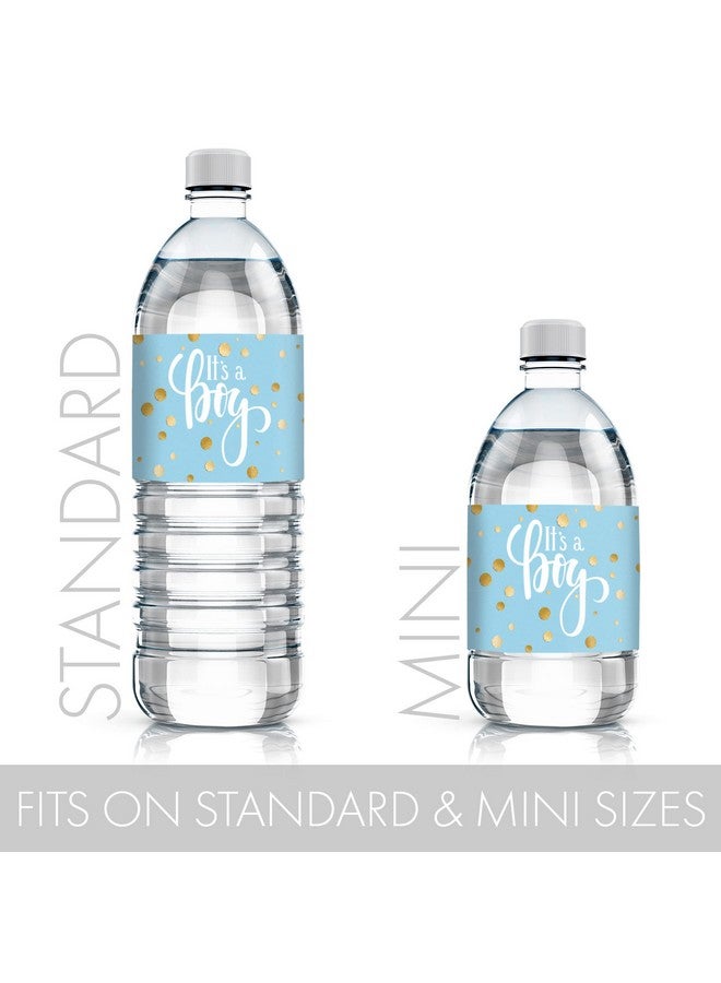 دسكتيكتفز ملصقات زجاجات مياه للاستحمام باللون الأزرق والذهبي، 24 ملصقًا - Image 3