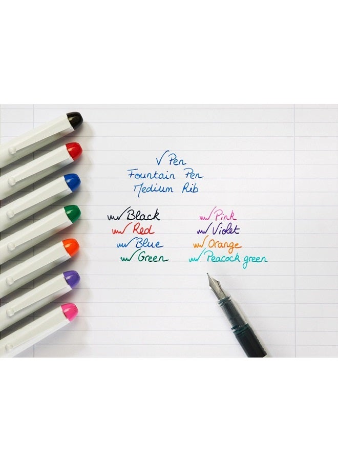 PILOT V Pen Disposable Erasable Fountain Pens 0.6mm Tip Medium Line Pack of 5 Black, Blue, Red, Green and Purple - Image 3