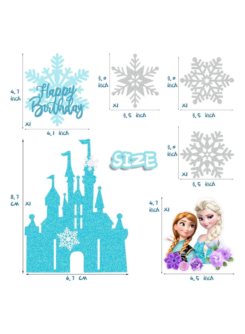 Frozen Castle Birthday Cake Topper Winter Princess Birthday Supplies Snowflake Cartoon Theme Cake Decoration for kids - Image 2