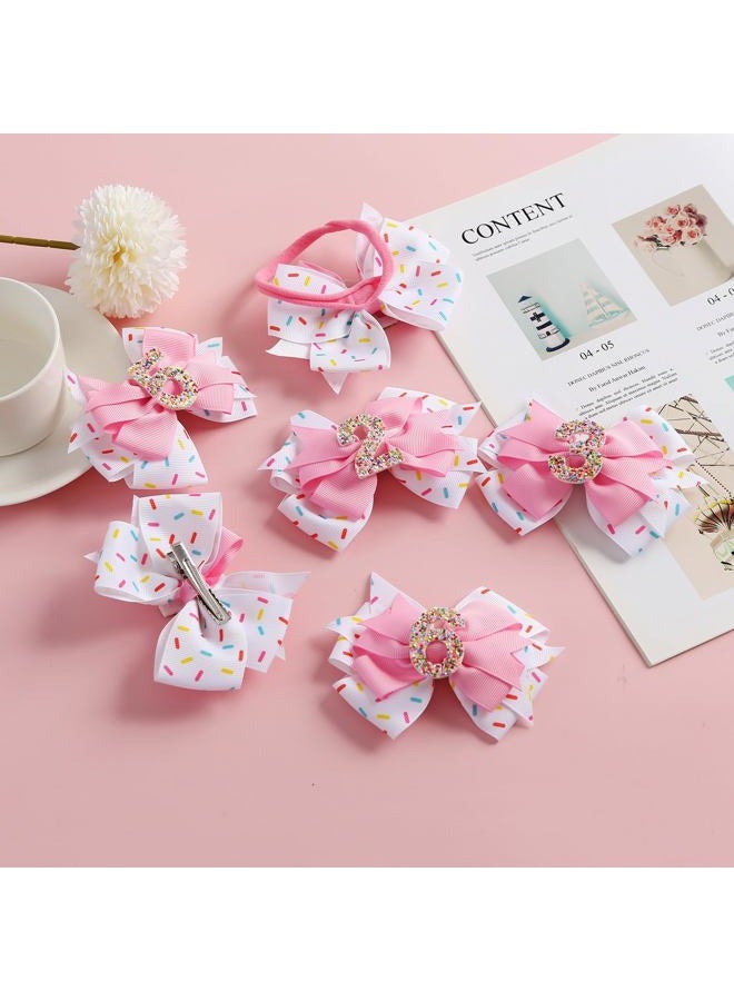 Fancheer Birthday Hair Bow for Baby Girls 1 2 3 4 5 6 Years Sprinkle Decorations Confetti Ice Cream Party Pink Hair Accessories Headband for First 1st Birthday - Image 5