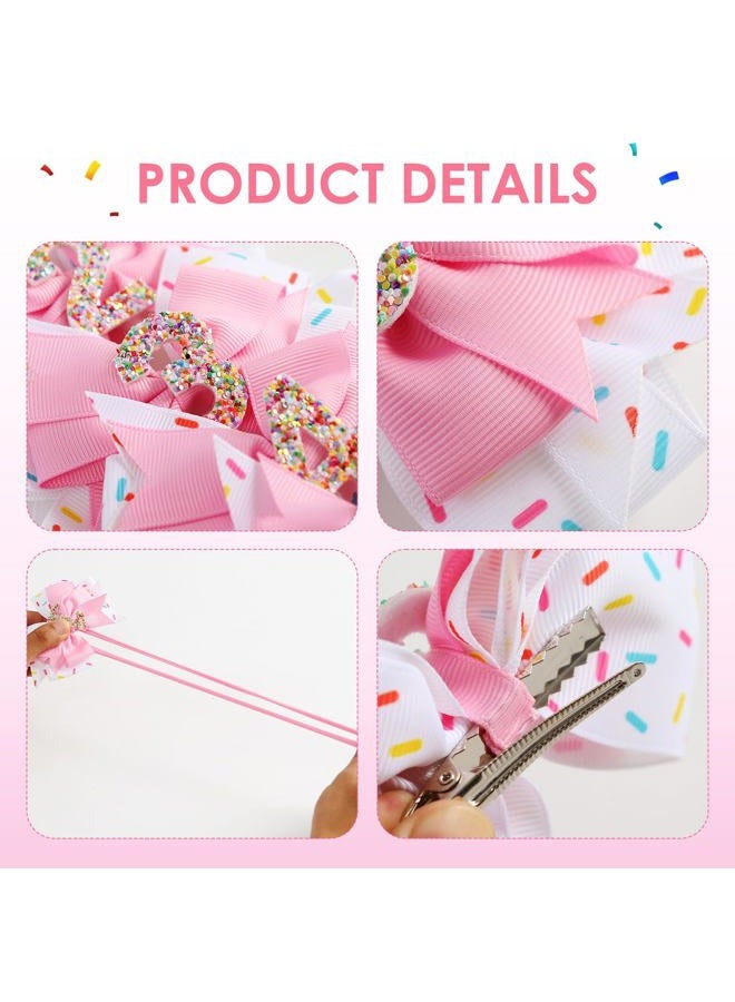 Fancheer Birthday Hair Bow for Baby Girls 1 2 3 4 5 6 Years Sprinkle Decorations Confetti Ice Cream Party Pink Hair Accessories Headband for First 1st Birthday - Image 3