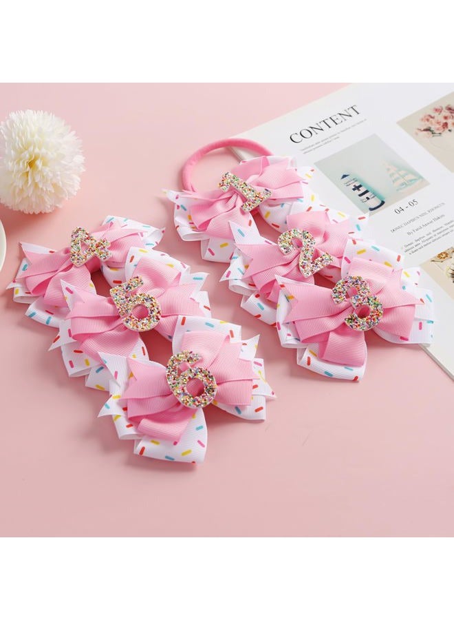 Fancheer Birthday Hair Bow for Baby Girls 1 2 3 4 5 6 Years Sprinkle Decorations Confetti Ice Cream Party Pink Hair Accessories Headband for First 1st Birthday - Image 4