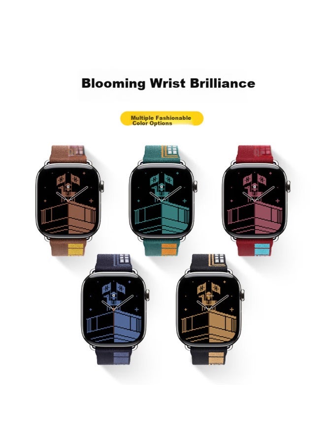 BHO سوار ساعة آبل بوه متوافق مع ساعة آبل S11/se/ultra3 بأسلوب هيرميس لحفلات Iwatch S10/s9/8/7 حزام ساعة محبوك - Image 3