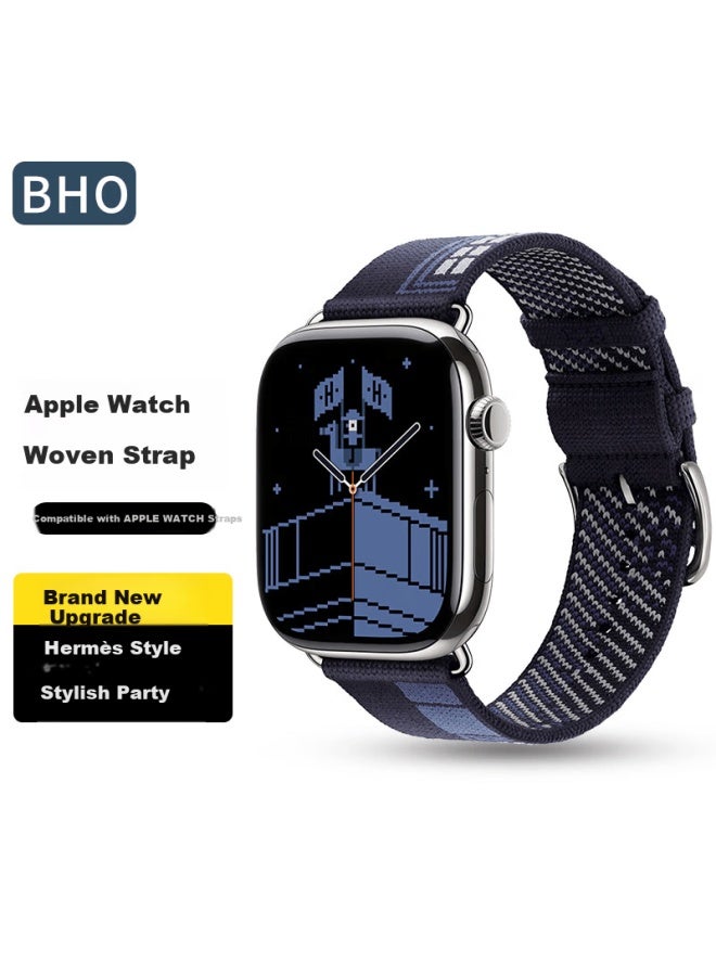 BHO سوار ساعة آبل بوه متوافق مع ساعة آبل S11/se/ultra3 بأسلوب هيرميس لحفلات Iwatch S10/s9/8/7 حزام ساعة محبوك - Image 1