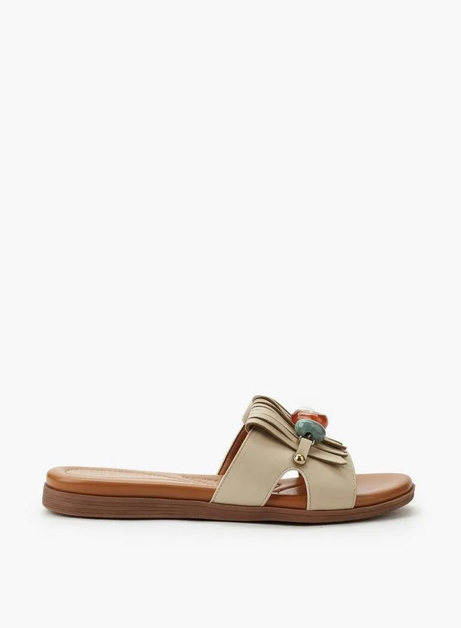 Le Confort Women Fringed Embellished Slip-On Sandals