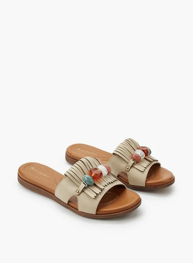 Le Confort Women Fringed Embellished Slip-On Sandals
