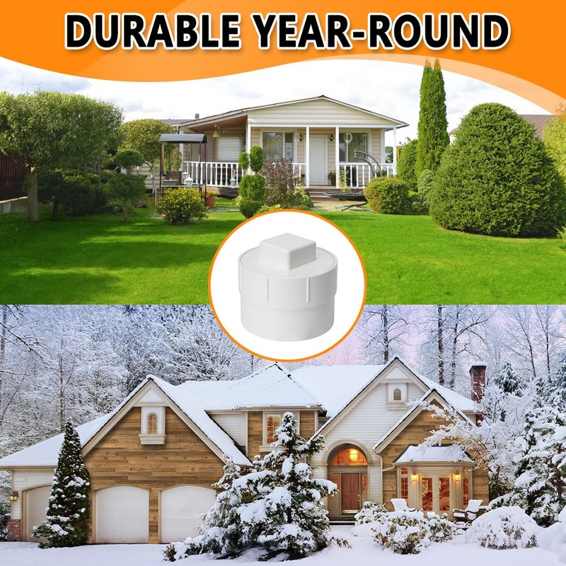 Cinsda 3" PVC Sewer Cleanout Cap, DWV Sewer Cleanout Cap Adapter with Plug for Drainage Pipe Fitting - Image 5