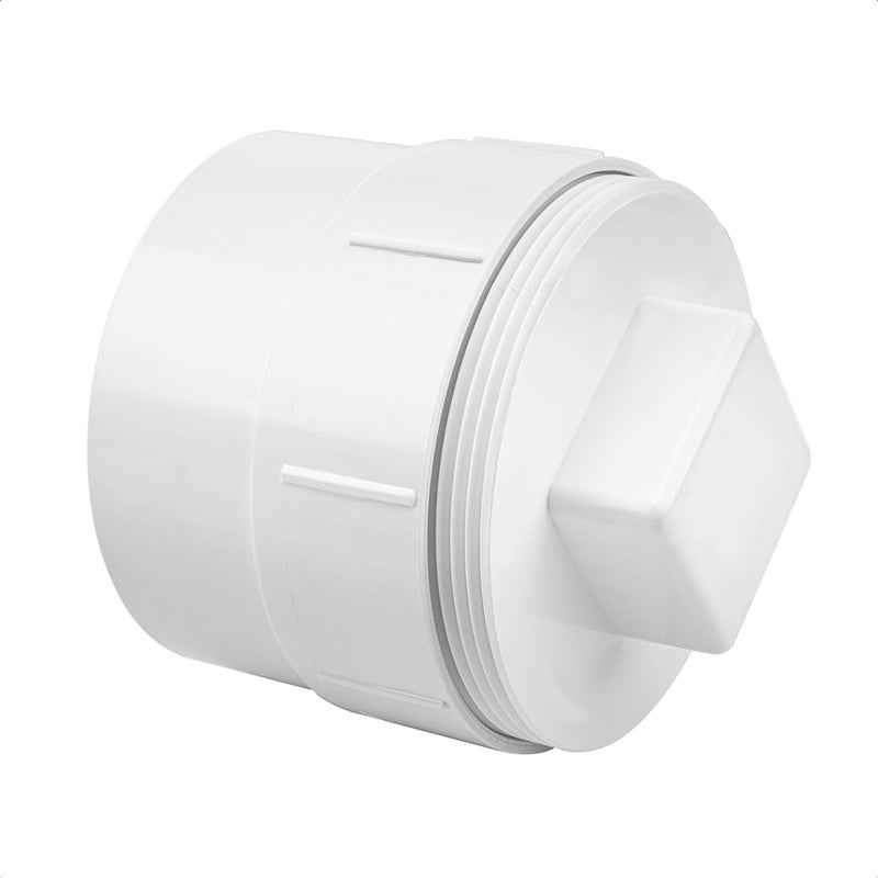 Cinsda 3" PVC Sewer Cleanout Cap, DWV Sewer Cleanout Cap Adapter with Plug for Drainage Pipe Fitting - Image 1