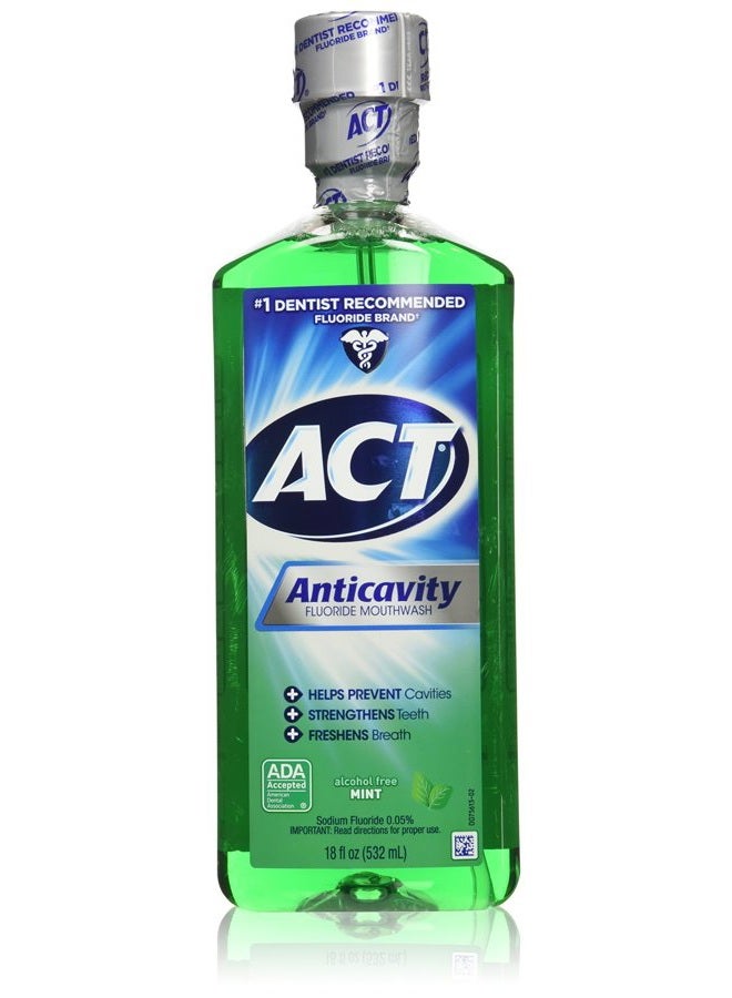 Act Anticavity Fluoride Mouthwash Mint 18 fl oz (Pack of 3)(Packaging May Vary) - Image 1