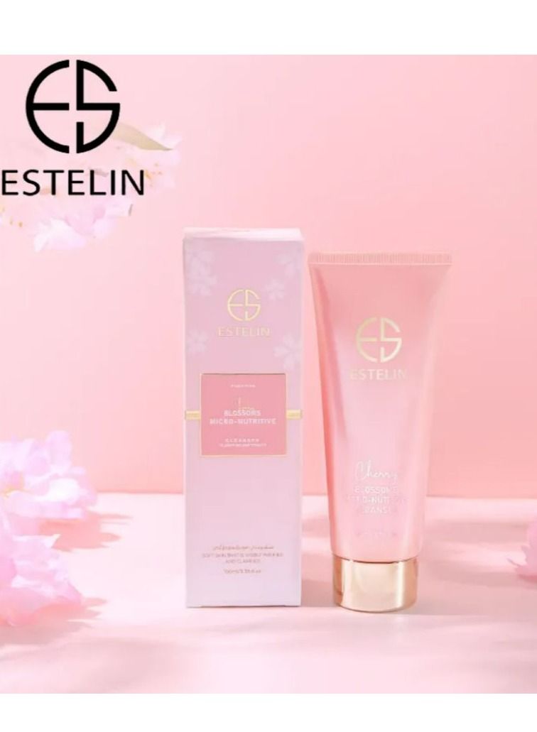 إستيلين منظف ​​مغذي صغير بأزهار الكرز للعناية بالبشرة 100 مل، تنظيف عميق لتلاشي البقع الداكنة، تنظيف الوجه 100 مل - Image 1