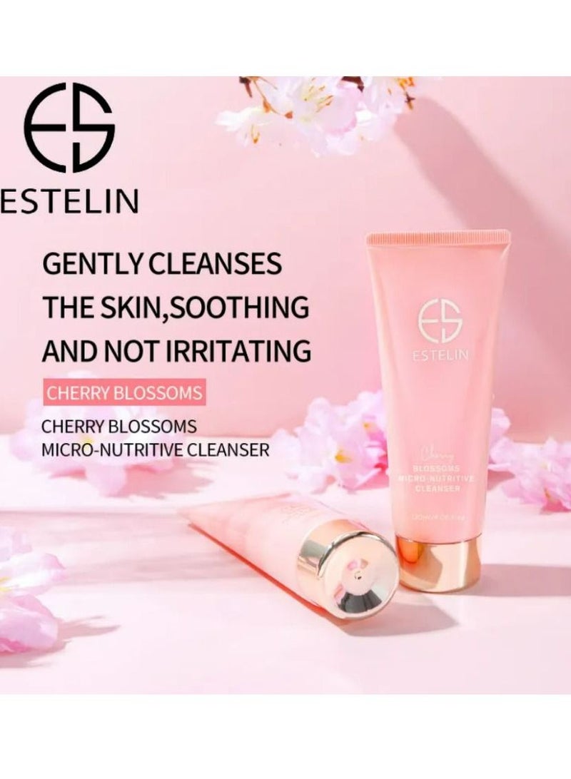 إستيلين منظف ​​مغذي صغير بأزهار الكرز للعناية بالبشرة 100 مل، تنظيف عميق لتلاشي البقع الداكنة، تنظيف الوجه 100 مل - Image 2