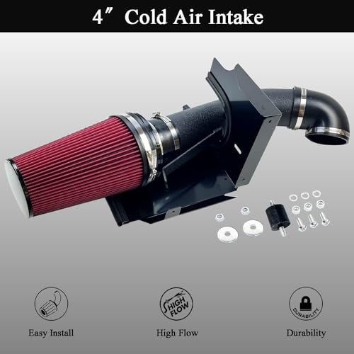 LLANNDER 4" Cold Air Intake System + Heat Shield For 99-06 GMC/Chevy V8 4.8L/5.3L/6.0L / Silverado 1500/2500/3500 (Red) - Image 2
