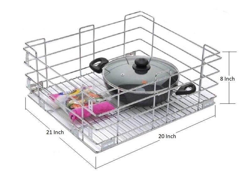 KEEPWELL Stainless Steel Kitchen Plain Basket Kitchen Trolley Modular Basket Plain Basket Kitchen Basket Tray Rack 21 X 20 X 8 - Image 2