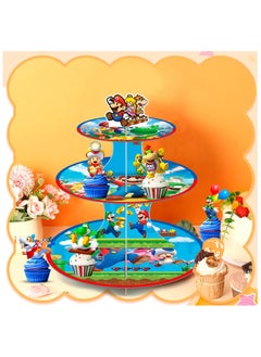 FRUITFUL PARTY Super Mario Cupcake Stand, Super Mario Birthday Decorations 3-Tier Super Mario Bros Cupcake Stand with 12pcs Mario Cupcake Toppers for Super Mario Birthday Party Supplies for Boys Kids  - Image 5
