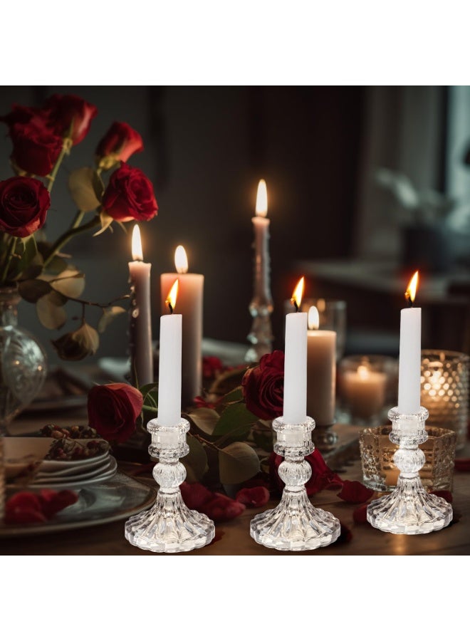 WALALLA Set of 6 Clear Glass Taper Candlestick Holders, Decorative Candle Stand Centerpiece for Wedding, Christmas, Anniversary Party Table & Home Decor - Image 5