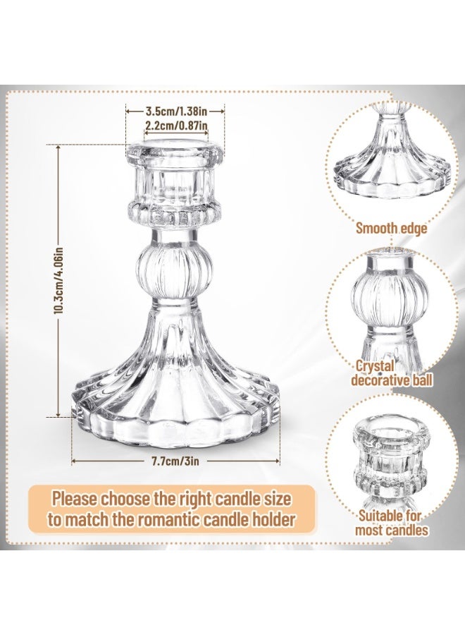 WALALLA Set of 6 Clear Glass Taper Candlestick Holders, Decorative Candle Stand Centerpiece for Wedding, Christmas, Anniversary Party Table & Home Decor - Image 3