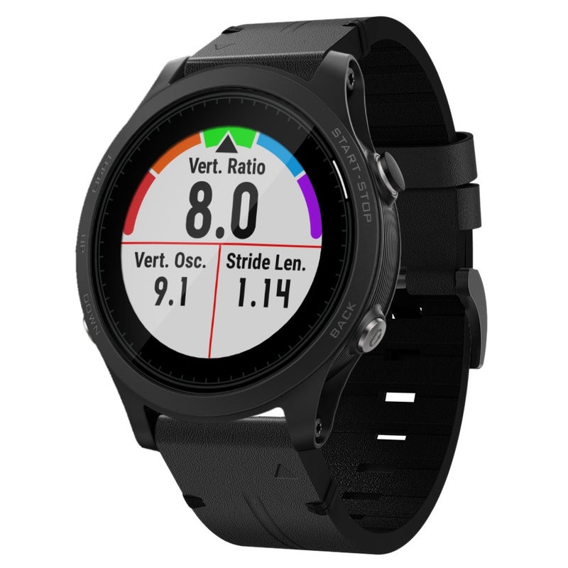 S-TOP For Garmin Forerunner 935 22mm Leather Steel Buckle Watch Band(Black) - Image 1