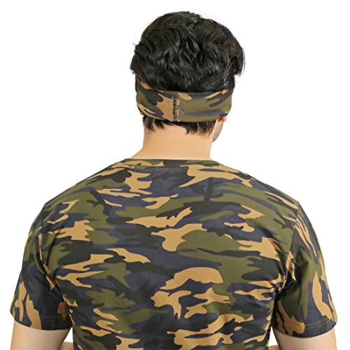 SOUL eTHICS Premium Cotton Gym, Sports, Yoga, Running, Hair, Elastic Headband for Men and Women with Non-Slip Fabric, Freesize (Camo Oilve Green) - Image 5