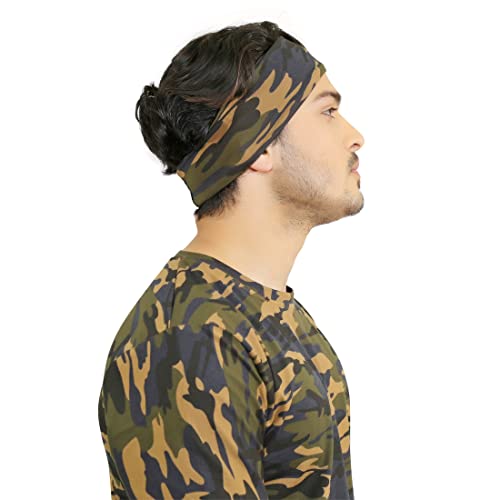 SOUL eTHICS Premium Cotton Gym, Sports, Yoga, Running, Hair, Elastic Headband for Men and Women with Non-Slip Fabric, Freesize (Camo Oilve Green) - Image 4
