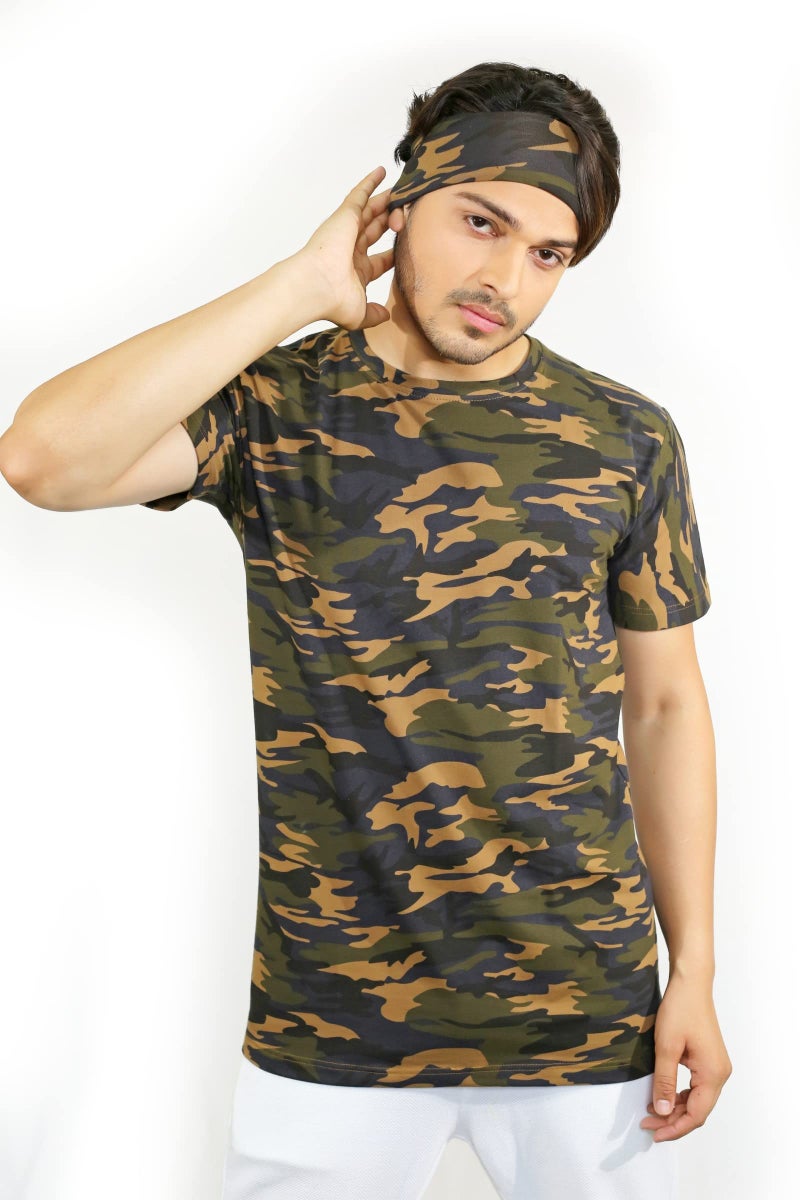 SOUL eTHICS Premium Cotton Gym, Sports, Yoga, Running, Hair, Elastic Headband for Men and Women with Non-Slip Fabric, Freesize (Camo Oilve Green) - Image 2