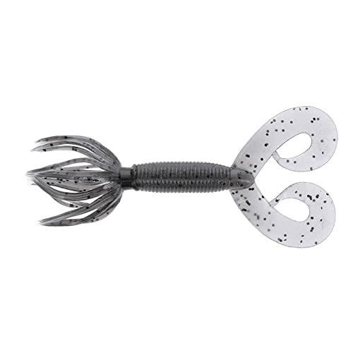 Yamamoto Double Tail Hula Grub 5", Smoke w/Large Black - Image 1