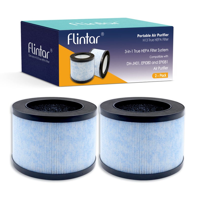 Flintar MK01 Replacement Filter Compatible with AROEVE MK01 MK06 and Kloudi Air Purifier DHJH01 TZK1 Intelabe EPI080 and Elechomes EPI081 2Pack