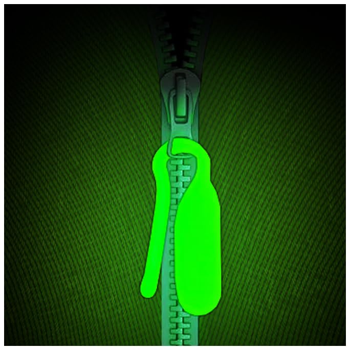 GLO-X Glow Zipper Pulls - Pack of 12 - Luminous Glow in The Dark Zip Pull Extension Tag Camping Accessories for Tent Backpacks Luggage Jackets Purses Handbags. 12+ Hours Fluorescent Glow - Image 1