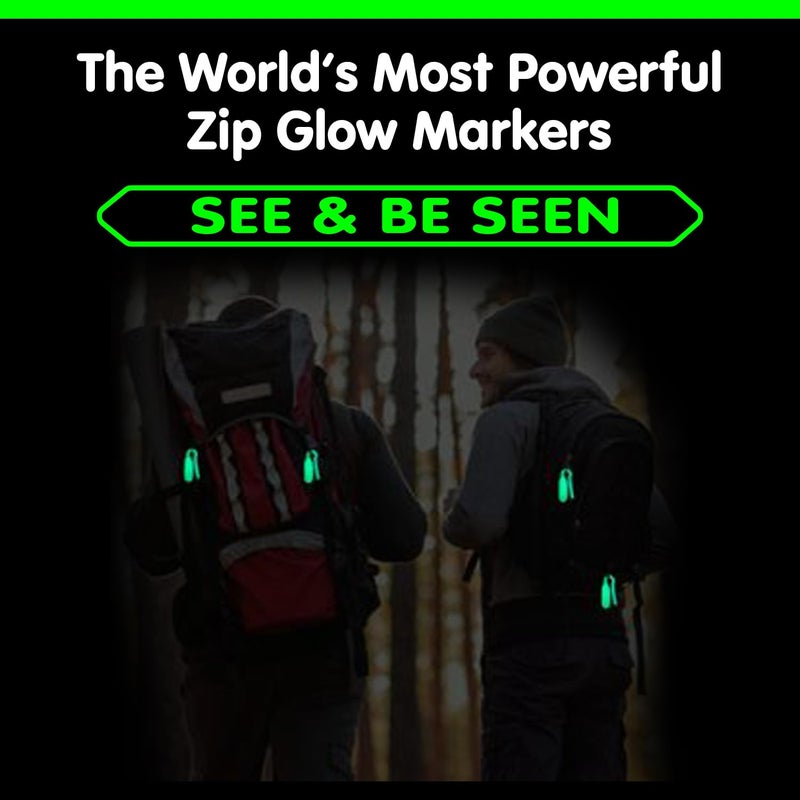 GLO-X Glow Zipper Pulls - Pack of 12 - Luminous Glow in The Dark Zip Pull Extension Tag Camping Accessories for Tent Backpacks Luggage Jackets Purses Handbags. 12+ Hours Fluorescent Glow - Image 3