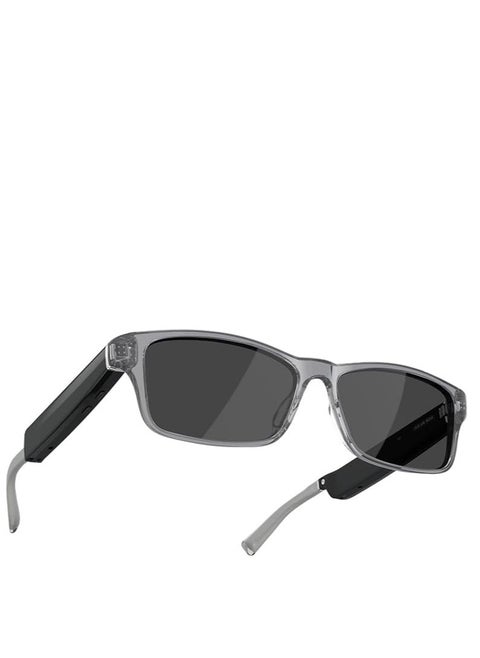 Echo Frames (3rd Gen) | Smart glasses with Alexa | Modern Rectangle frames in Charcoal Gray with polarized sunglass lenses