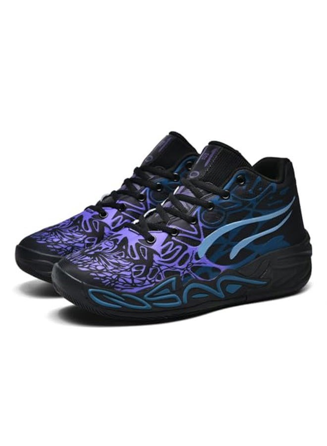 CTKVbmeoi Y2K Basketball Boots Mesh Breathable Fire Stylish Shoes for Sports and Casual Wear with Unique Flame Design Mid-Top Casual Ankle, Black, 10 - Image 1