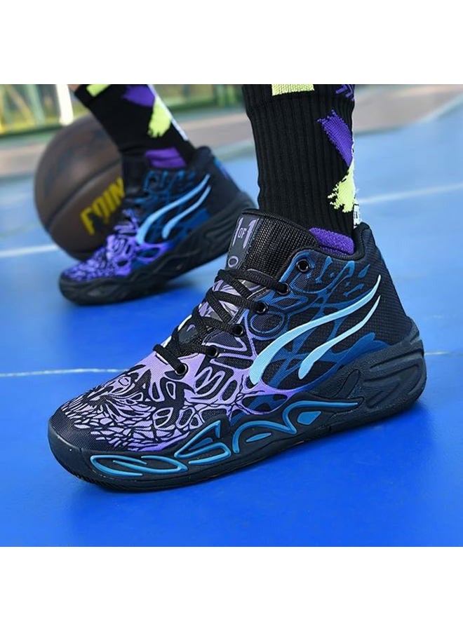 CTKVbmeoi Y2K Basketball Boots Mesh Breathable Fire Stylish Shoes for Sports and Casual Wear with Unique Flame Design Mid-Top Casual Ankle, Black, 10 - Image 3