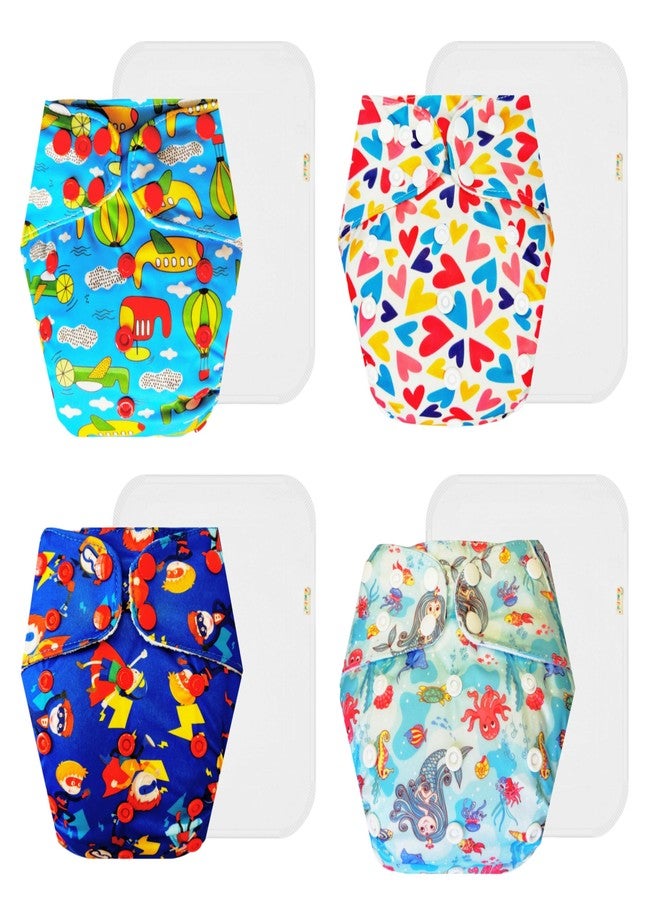 حفاضات دمبلدو القماشية الممتازة مع حشوة قطنية (عبوة من 4) | مضادة للحساسية | وسادة ماصة بست طبقات | مناسبة للسفر | تغيير حفاضات بدون قلق | من 3 أشهر إلى 3 سنوات | للجنسين - Image 1