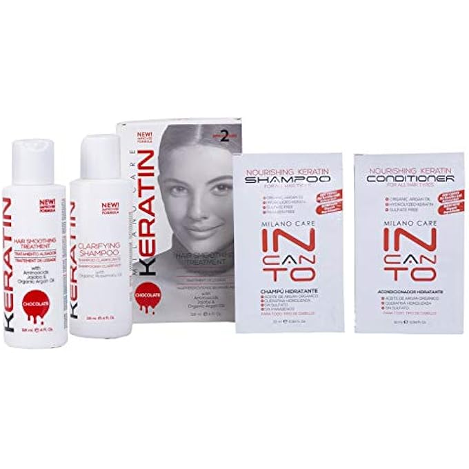 Milano Care KERATIN HAIR SMOOTHING TREATMENT KIT  KERATIN HAIR TREATMENT AND CLARIFYING SHAMPOO  PROFESSIONAL SALON SMOOTHING SYSTEM - KERATIN HAIR DUO KIT, CHOCOLATE 4 FL OZ - Image 3