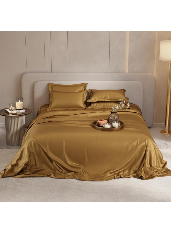 Stoa Paris Super King Size Bedsheet with 4 Pillow Covers, 300TC Satin Premium Bedding Set, Housewarming, Wedding Gift for Couple, Date Night - Eternal Glow - Image 3
