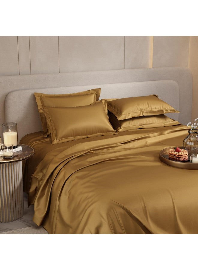 Stoa Paris Super King Size Bedsheet with 4 Pillow Covers, 300TC Satin Premium Bedding Set, Housewarming, Wedding Gift for Couple, Date Night - Eternal Glow - Image 4