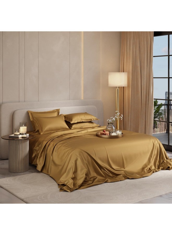 Stoa Paris Super King Size Bedsheet with 4 Pillow Covers, 300TC Satin Premium Bedding Set, Housewarming, Wedding Gift for Couple, Date Night - Eternal Glow - Image 1