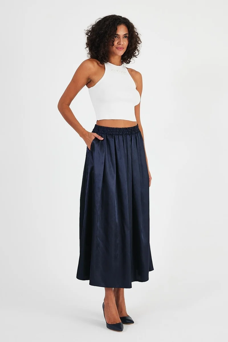 Alexander Gardi Alexandergardı Side Pocket Elastic Waist Pleated SKIRT (B24-00199)