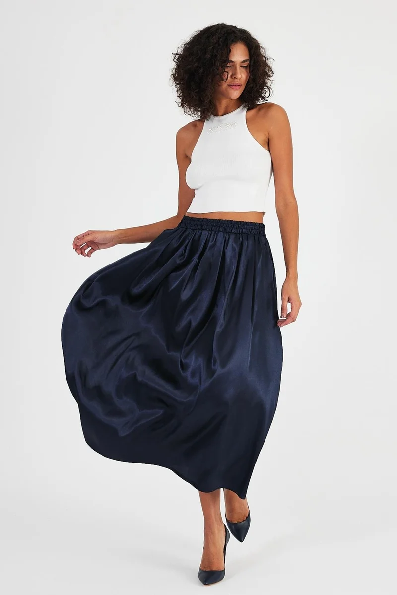 Alexander Gardi Alexandergardı Side Pocket Elastic Waist Pleated SKIRT (B24-00199)