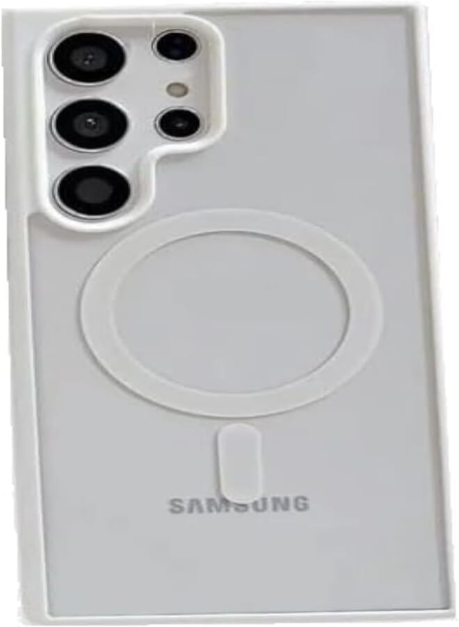 Next Next Store Luxury cover Acrylic Shockproof Hard Case Compatible For SamsungGalaxy S22 Ultra With Magnetic Wireless Charging (White)