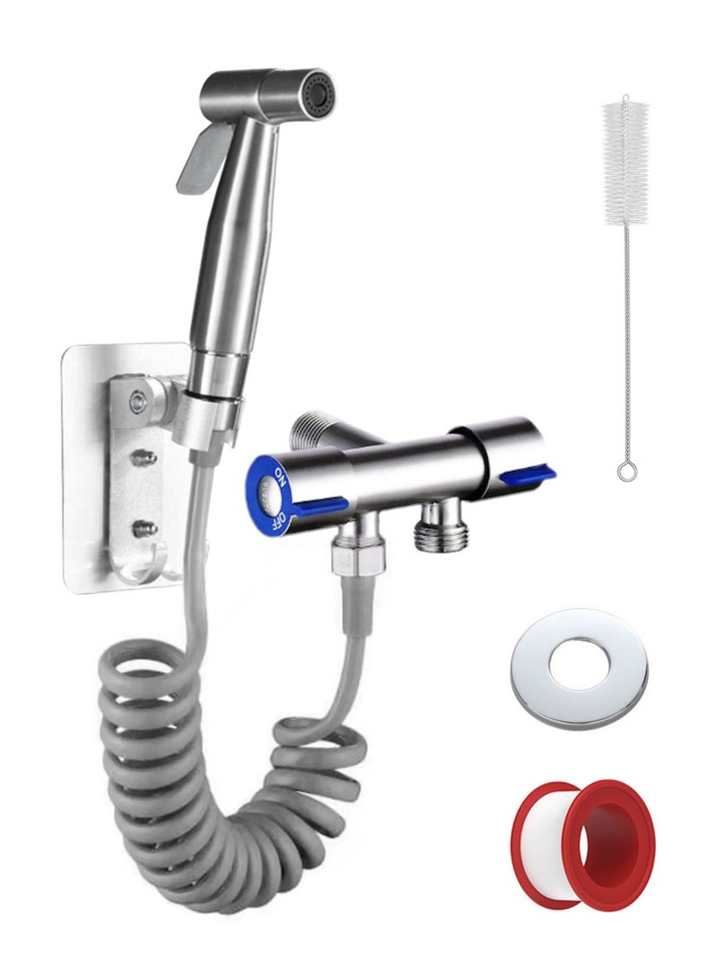 Syarme Bidet Sprayer for Toilet, Handheld Bidet Spray Water Kit, Bathroom Hand Shower for Self Cleaning – 304 Stainless Steel with 2 Meters Bidet Hose, No Drilling Base, 1/2 Shaped Valve - Image 1