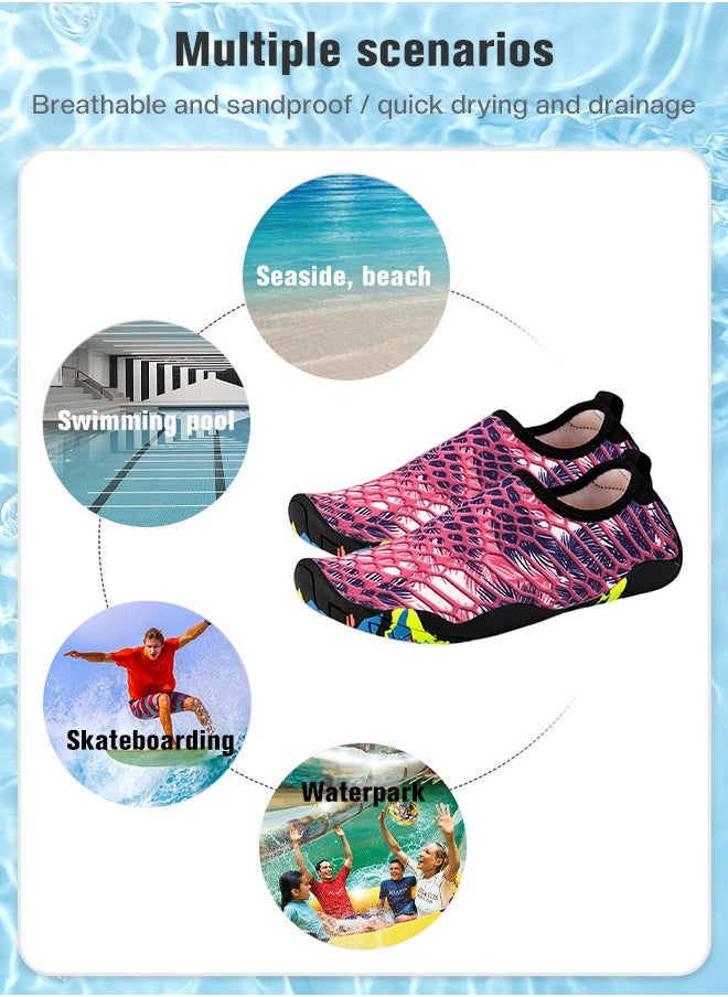 GROIC 1 Pair Water Shoes Barefoot Beach Pool Shoes Quick-Dry Aqua Yoga Socks Slip-on for Women Surf Swim Water Sport, Beach Swim Yoga Exercise Shoes with Foot Massage  - Image 4