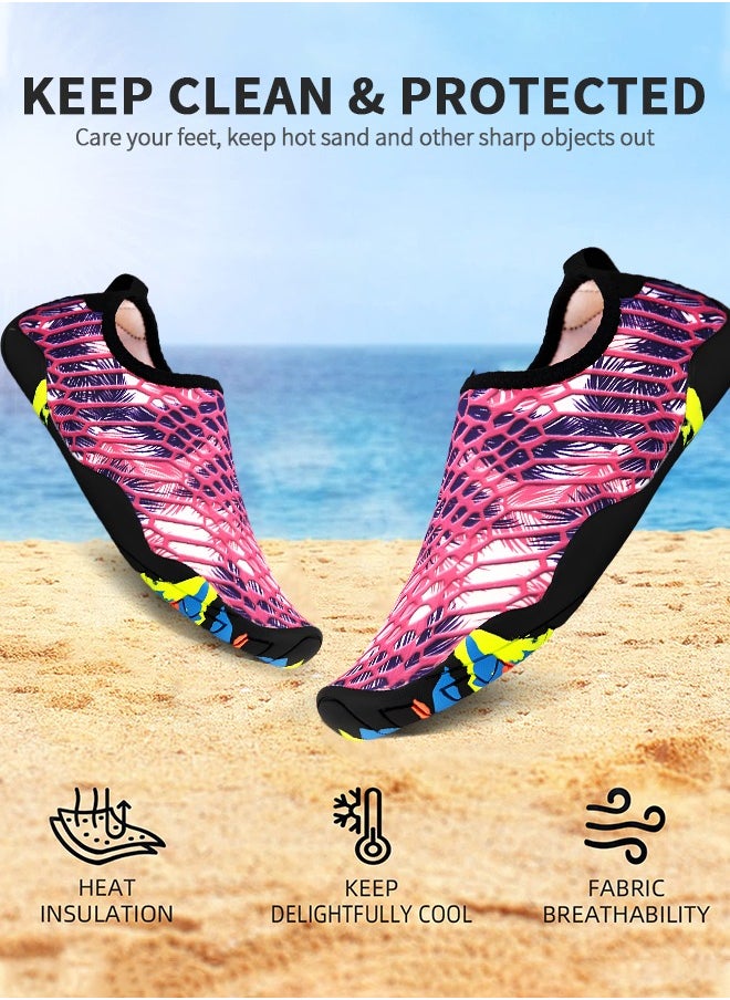 GROIC 1 Pair Water Shoes Barefoot Beach Pool Shoes Quick-Dry Aqua Yoga Socks Slip-on for Women Surf Swim Water Sport, Beach Swim Yoga Exercise Shoes with Foot Massage  - Image 2